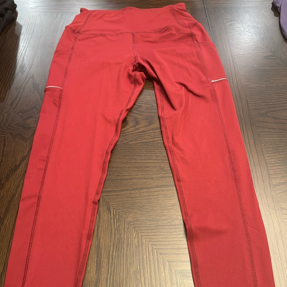 Olacia red leggings size medium, side pockets